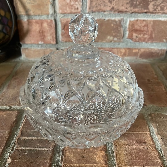 Vtg Crystal & Frosted Glass Lidded Candy Compote Dish - Picture 2 of 9